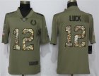 Nike Colts #12 Andrew Luck Olive Camo Salute To Service Limited Jersey