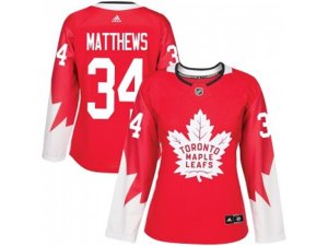 Women Toronto Maple Leafs #34 Auston Matthews Red Alternate Stitched NHL Jersey