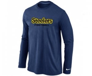 Nike Pittsburgh Steelers Authentic font Long Sleeve T-Shirt D.Blue