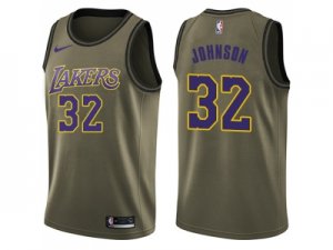 Men Nike Los Angeles Lakers #32 Magic Johnson Green Salute to Service NBA Swingman Jersey