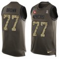 Mens Nike San Francisco 49ers #77 Trent Brown Limited Green Salute to Service Tank Top NFL Jersey