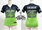 Nike Seattle Seahawks #25 Richard Sherman Steel Blue-Green Super Bowl XLVIII Women Stitched NFL Elite Fadeaway Fashion Jersey