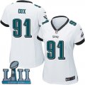 Nike Philadelphia Eagles #91 Fletcher Cox White Wo 2018 Super Bowl LII Game Jersey