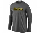 Nike Pittsburgh Steelers Authentic font Long Sleeve T-Shirt D.Grey