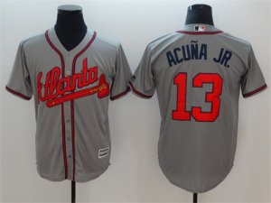 Atlanta Braves #13 Ronald Acuna Jr. Gray Cool Base Jersey