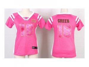 Nike women jerseys cincinnati bengals #18 green pink[fashion Rhinestone sequins]