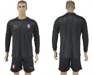 Italy Blank Black Long Sleeves Goalkeeper Soccer Country Jersey