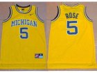 NCAA Michigan Wolverines #5 Jalen Rose Gold Basketball Stitched Jersey