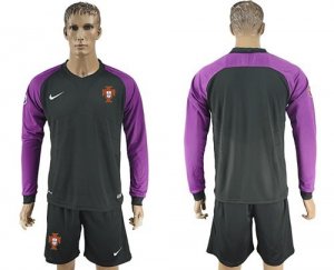 Portugal Blank Black Goalkeeper Long Sleeves Soccer Country Jersey