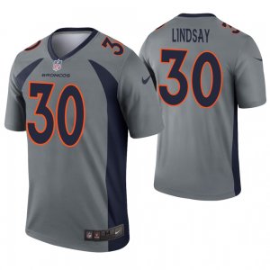 Nike Broncos #30 Phillip Lindsay Gray Inverted Legend Jersey