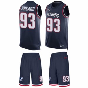 Mens Nike New England Patriots #93 Jabaal Sheard Limited Navy Blue Tank Top Suit NFL Jersey