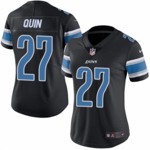 Women\'s Nike Detroit Lions #27 Glover Quin Limited Black Rush NFL Jersey