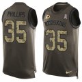 Mens Nike Washington Redskins #35 Dashaun Phillips Limited Green Salute to Service Tank Top NFL Jersey