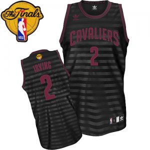 Men\'s Adidas Cleveland Cavaliers #2 Kyrie Irving Swingman Black Grey Groove 2016 The Finals Patch NBA Jersey