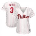 Phillies #3 Bryce Harper Whhite Women Cool Base Jersey