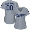 Dodgers Grey Customized Women Cool Base Jersey