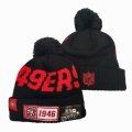49ers Team Logo Black Cuffed Pom Knit Hat YD