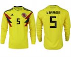 Colombia 5 W. BARRIOS Home 2018 FIFA World Cup Long Sleeve Thailand Soccer Jersey