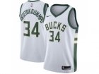Men Nike Milwaukee Bucks #34 Giannis Antetokounmpo White Stitched NBA Swingman Jersey