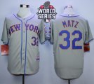 New York Mets #32 Steven Matz Grey Road Cool Base W 2015 World Series Patch Stitched MLB Jersey