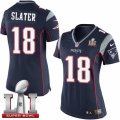 Womens Nike New England Patriots #18 Matthew Slater Elite Navy Blue Team Color Super Bowl LI 51 NFL Jersey