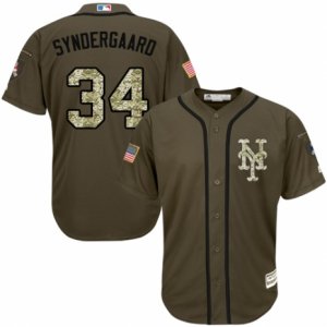 Men\'s Majestic New York Mets #34 Noah Syndergaard Replica Green Salute to Service MLB Jersey