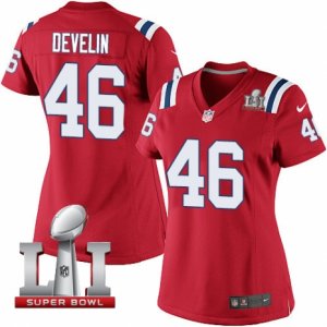Womens Nike New England Patriots #46 James Develin Elite Red Alternate Super Bowl LI 51 NFL Jersey