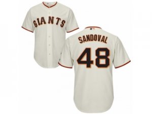 Youth Majestic San Francisco Giants #48 Pablo Sandoval Authentic Cream Home Cool Base MLB Jersey