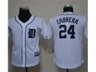 Youth MLB Detroit Tigers #24 Miguel Cabrera White Jerseys