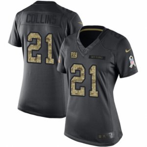 Women\'s Nike New York Giants #21 Landon Collins Limited Black 2016 Salute to Service NFL Jersey