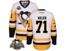 Youth Reebok Pittsburgh Penguins #71 Evgeni Malkin Authentic White Away 50th Anniversary Patch NHL Jersey