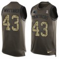 Mens Nike Carolina Panthers #43 Fozzy Whittaker Limited Green Salute to Service Tank Top NFL Jersey