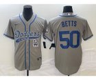 Men's Los Angeles Dodgers #50 Mookie Betts Grey Cool Base Stitched Baseball Jersey