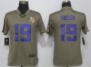 Nike Vikings #19 Adam Thielen Olive Women Salute To Service Limited Jersey