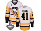 Mens Reebok Pittsburgh Penguins #41 Daniel Sprong Authentic White Away 2017 Stanley Cup Final NHL Jersey