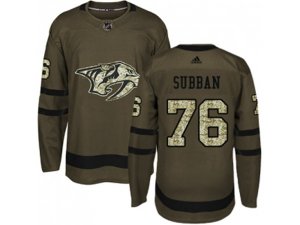 Youth Adidas Nashville Predators #76 P.K Subban Green Salute to Service Stitched NHL Jersey