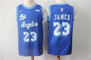 Lakers #23 Lebron James Blue Throwback Nike Swingman Jersey