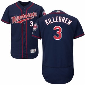 Men\'s Majestic Minnesota Twins #3 Harmon Killebrew Navy Blue Flexbase Authentic Collection MLB Jersey