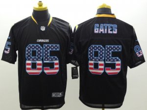 Nike San Diego Chargers #85 Antonio Gates Black Jerseys(USA Flag Fashion Elite)