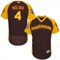 Mens Majestic St. Louis Cardinals #4 Yadier Molina Brown 2016 All-Star National League BP Authentic Collection Flex Base MLB Jersey