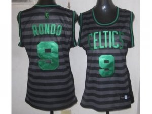 women nba boston celtics #9 rondo grey[black strip]