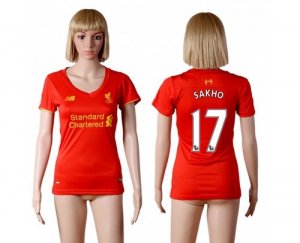 Womens Liverpool #17 Sakho Red Home Soccer Club Jersey