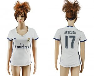 Womens Real Madrid #17 Arbeloa Home Soccer Club Jersey