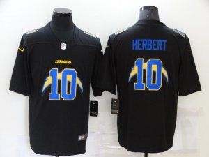 Nike Chargers #10 Justin Herbert Black Shadow Logo Limited Jersey