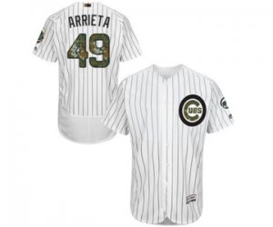 Men\'s Majestic Chicago Cubs #49 Jake Arrieta Authentic White 2016 Memorial Day Fashion Flex Base MLB Jersey