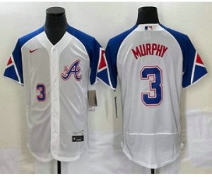 Men\'s Atlanta Braves #3 Dale Murphy Number White 2023 City Connect Flex Base Stitched Jersey
