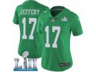 Women Nike Philadelphia Eagles #17 Alshon Jeffery Limited Green Rush Vapor Untouchable Super Bowl LII NFL Jersey