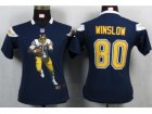 Nike Women San Diego Charger #80 Winslon Blue Portrait Fashion Game Jerseys