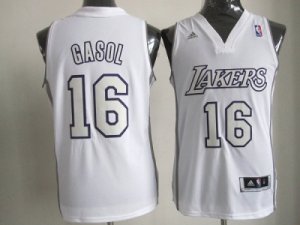 nba los angeles lakers #16 gasol white[fullwhite]