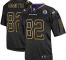 Nike Ravens #82 Torrey Smith Lights Out Black With Hall of Fame 50th Patch NFL Elite Jersey